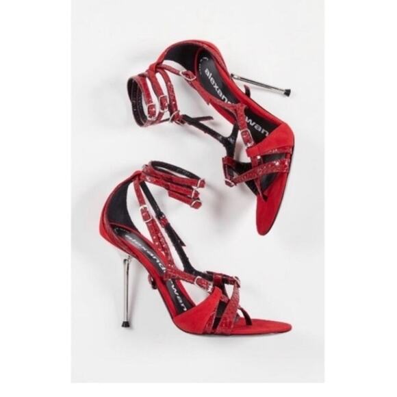 Alexander Wang Kiely Leather Cowhide Snake Embossed Heels. - Picture 3 of 10